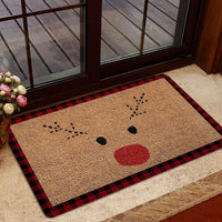 Red Buffalo Plaid Welcome Mat, Rudolph Christmas Doormat, Reindeer Holiday Entryway Mat, Adorable Xmas Front Door Mat, Winter Decor Present