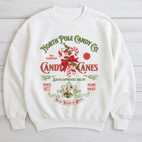 Retro Candy Cane Christmas Sweater, North Pole Candy Co Sweatshirt, Vintage Candy Cane Crewneck, Festive Holiday Candy Cane Sweatshirt
