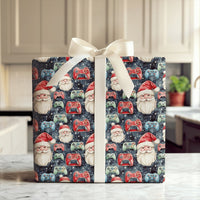 Gamer Santa Gift Wrap, Video Game Controller Wrapping Paper, Kids Christmas Wrapping Paper, Retro Gaming Holiday Paper Roll