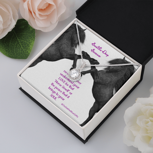 Eternal Hope Equestrian Necklace, Horse Lover Pendant Necklace, Cubic Zirconia Steel Necklace, Horse Rider Christmas Birthday