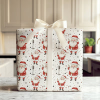 Dancing Musical Santa Holiday Gift Wrap, Rockstar Santa Christmas Wrapping Paper, Retro Microphone Gift Wrapping Paper, Fun Xmas Roll Wrap