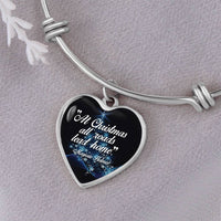 Christmas Holiday Charm Bangle, All Roads Lead Home Heart Bangle Bracelet, Silver Tone Festive Heart Bangle, Xmas Present for Her