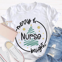 Healthcare RN Holiday Graphic Tee, Merry Nurse Bright Christmas Tree Shirt, Medical Staff Christmas T-Shirt, Nurse Holiday Season Present