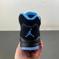 Retro Mid Top Sneakers, University Blue Black Colorway, Lace Up Design, Casual Gift for Sneaker Fans