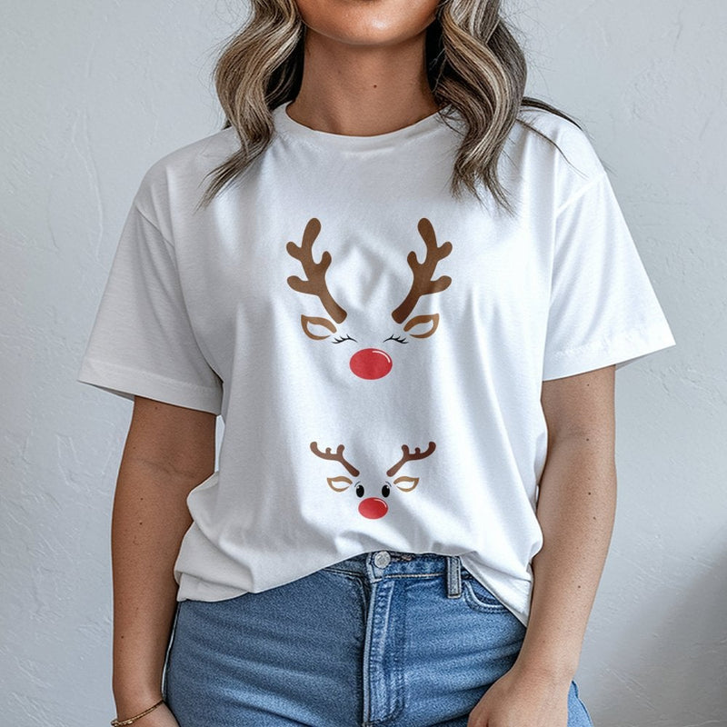 Christmas Baby Reveal T-Shirt, Reindeer Pregnancy Announcement T-Shirt, Adorable Mom and Baby Deer Shirt, Holiday Expecting Mom Graphic Tee