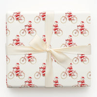 Cycling Christmas Gift Wrap, Santa on Bicycle Wrapping Paper, Watercolor Bike Holiday Wrapping Paper, Cyclist Christmas Gift Wrap Paper