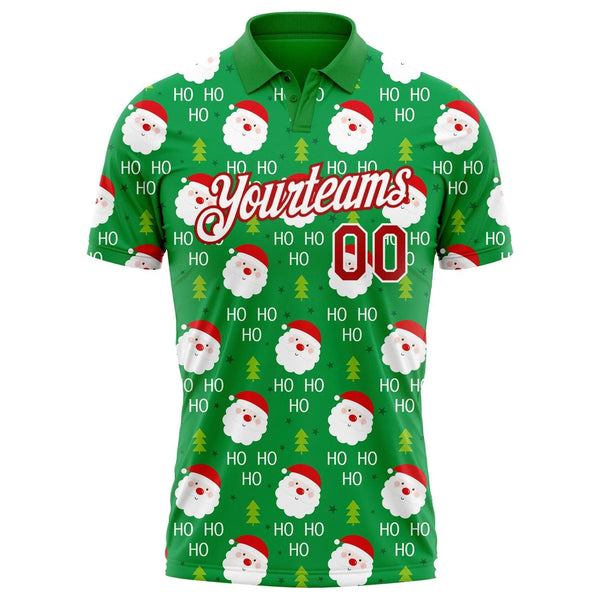 Santa Print Performance Golf Polo, Custom Christmas Golf Polo Shirt, Personalized Holiday Polo Shirt, Christmas Golf Present 