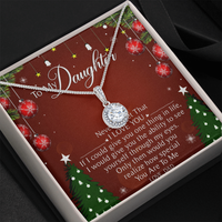 Cubic Zirconia Pendant Necklace, To My Daughter Necklace from Dad, White Gold Stainless Steel Jewelry, Meaningful Christmas Present for Her