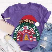 Santa Hat Holiday Shirt, Be Merry Be Jolly Be Kind Christmas T-Shirt, Positive Vibe Winter Tee, Festive Merry Christmas Graphic T-Shirt