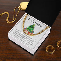 Husband Holiday Chain, Christmas Cuban Link Chain Necklace, Mens Cuban Link Jewelry, Personalized Husband Necklace, Christmas Present for Him