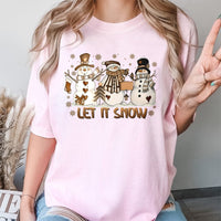 Let It Snow Shirt, Snowman Christmas T-Shirt, Adorable Winter Holiday Graphic Tee, Retro Xmas T-Shirt, Festive Holiday Present for Her and Him