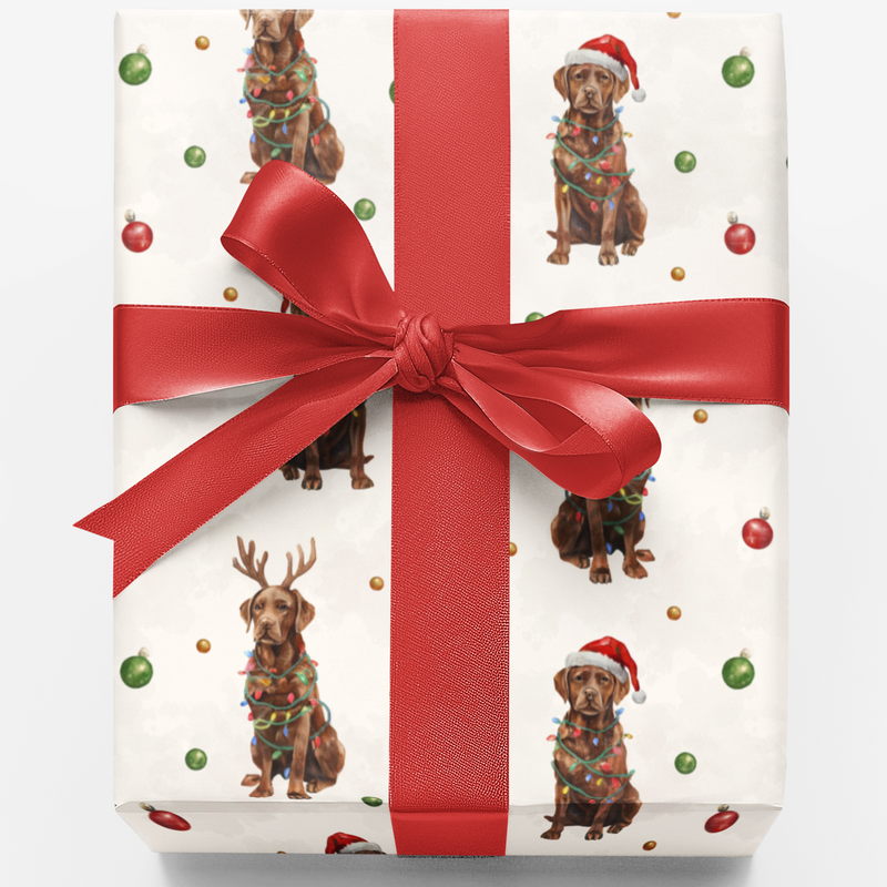 Dog Antlers Gift Wrap Roll, Labrador Christmas Wrapping Paper, Holiday Dog Present Wrap, Festive Pet Christmas Paper, Dog Lover Gift Wrap