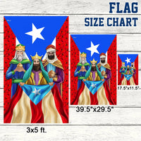 Los Tres Reyes Magos Yard Flag, Three Kings Puerto Rico Flag Garden Flag, Puerto Rican Christmas Outdoor Flag, Double-Sided Lawn Decor