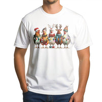 Humorous Farm Animal Holiday Tee, Christmas Chicken T-Shirt, Adorable Chicken Lights Graphic Shirt, Festive Xmas Hen Tee, Farmer Christmas Present