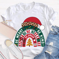 Santa Hat Holiday Shirt, Be Merry Be Jolly Be Kind Christmas T-Shirt, Positive Vibe Winter Tee, Festive Merry Christmas Graphic T-Shirt