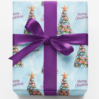 Beach Shell Tree Gift Wrap, Coastal Christmas Wrapping Paper, Nautical Holiday Wrapping Paper, Coastal Xmas Gift Wrap, Ocean Holiday Paper