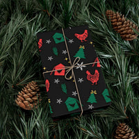 Farmhouse Coop Holiday Gift Wrap, Christmas Chicken Wrapping Paper, Adorable Farm Animal Present Wrap, Rustic Xmas Holiday Gift Wrapping Paper