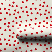 Confetti Pattern Birthday Gift Wrap, Red Polka Dot Gift Wrapping Paper, Cream Holiday Wrapping Paper, Festive Christmas Gift Wrap Roll