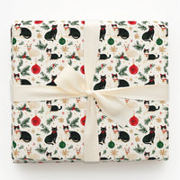 Festive Feline Holiday Gift Wrap, Christmas Cat Wrapping Paper, Tuxedo Kitten Christmas Wrapping Paper, Cat Lover Xmas Gift Wrap Roll