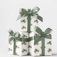 Watercolor Farmhouse Gift Wrap, Winter Barn Christmas Wrapping Paper, Rustic Country Holiday Wrapping Paper, Winter Scenery Gift Wrap Roll