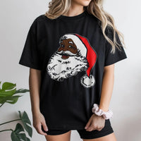 African American Christmas Graphic Tee, Black Santa Claus T-Shirt, Melanin Santa Shirt, Black Santa Holiday Graphic T-Shirt, Xmas Present