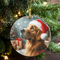 Santa Hat Dog Ornament, Golden Retriever Christmas Ornament, Golden Retriever Tree Ornament, Holiday Pet Keepsake, Dog Lover Christmas Present