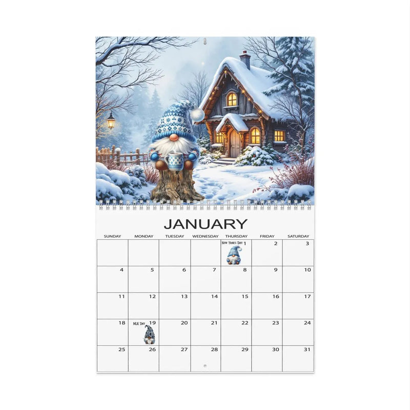 Winter Cottage Gnome Calendar, 2026 Gnome Wall Calendar, Adorable Seasonal Monthly Calendar, Cottagecore Home Decor, Christmas Present for Her