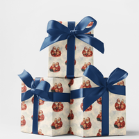 Christmas Movie Night Gift Wrap, Retro Santa and Mrs Claus Wrapping Paper, Vintage Holiday Gift Wrap Paper, Adorable Xmas Wrapping Paper Rolls