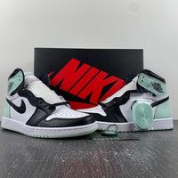 Retro High Top Sneakers, Mint Green Black Colorway, Lace Up Design, Casual Gift for Sneaker Fans