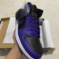 Mid Top Sneakers, Black Purple Colorway, Lace Up Design, Casual Gift for Sneaker Fans