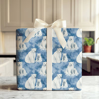 Adorable Arctic Winter Gift Wrap, Watercolor Polar Bear Wrapping Paper, Woodland Animal Gift Wrapping Paper, Christmas Birthday Paper Roll