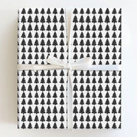 Black and White Christmas Wrapping Paper, Minimalist Pine Tree Wrapping Paper, Modern Tree Gift Wrap, Holiday Present Wrapping Paper
