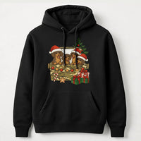 Adorable Wiener Dog Puppy Holiday Hoodie, Dachshund Christmas Hoodie, Retro Xmas Pet Lover Hoodie, Dog Mom Winter Sweatshirt, Christmas Dog Present