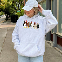 Humorous Farm Animal Holiday Sweatshirt, Christmas Chicken Hoodie, Santa Hat Hen Pullover, Adorable Country Barnyard Hooded Sweater, Farmer Present