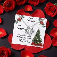 CZ Crystal Love Knot Pendant, Daughter Love Knot Necklace, Rotating Rose Box Knot Necklace, Christmas Keepsake Present for Daughter from Dad