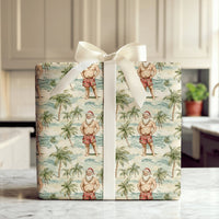 Humorous Tropical Beach Christmas Gift Wrap, Shirtless Santa Wrapping Paper, Palm Tree Holiday Wrapping Paper, Humorous Summer Gift Wrap Roll