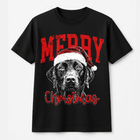 Santa Hat Dog Christmas Shirt, Black Labrador Christmas T-Shirt, Black Lab Holiday Graphic Tee, Dog Lover Christmas T-Shirt, Xmas Present