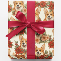 Festive Dog Gift Wrap, Pembroke Welsh Corgi Christmas Wrapping Paper, Adorable Puppy Holiday Wrapping Paper, Dog Lover Gift Wrap Paper Roll