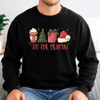 Adorable Christmas Coffee Sweatshirt, Tis the Season Sweatshirt, Holiday Tree Graphic Crewneck Sweatshirt, Winter Xmas Pullover, Present for Her