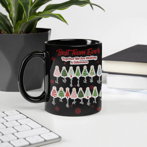 Custom Team Names Tree Holiday Coffee Cup, Best Team Ever Christmas Mug, Xmas Coworker Office Party Mug, Ceramic Present for 