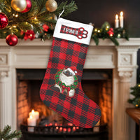 Red Buffalo Plaid Cat Stocking, Personalized Siamese Cat Christmas Stocking, Custom Pet Holiday Stocking, Velboa Mantle Decor, Cat Mom Present
