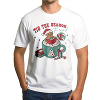 Gingerbread Man Book Lover Christmas Tee, Tis the Season to Read T-Shirt, Adorable Bookish Holiday Shirt, Bookworm Reader Graphic Top