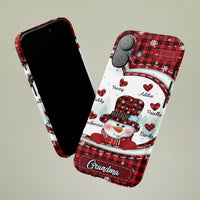 Buffalo Plaid Grandma Christmas Holiday iPhone Case, Snowman Phone Case for iPhone, Dual Layer Tough Phone Cover, Winter Grandma Present
