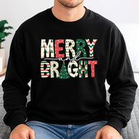 Retro Christmas Sweatshirt, Merry and Bright Sweatshirt, Vintage Christmas Holiday Crewneck, Adorable Merry and Bright Xmas Sweater Present