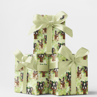 Scarf Dog Holiday Gift Wrap, French Bulldog Christmas Wrapping Paper, Frenchie Wrapping Paper, Pet Lover Gift Wrap Roll