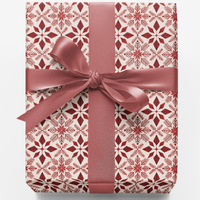 Red Pine Rustic Holiday Gift Wrap Roll, Geometric Snowflake Christmas Wrapping Paper, Modern Woodland Present Paper, Winter Xmas Gift Wrap