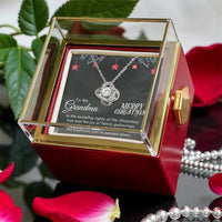 Merry Christmas Jewelry Present, Grandma Love Knot Necklace, Rotating Rose Box Love Knot Pendant, Cubic Zirconia Love Knot Holiday Present