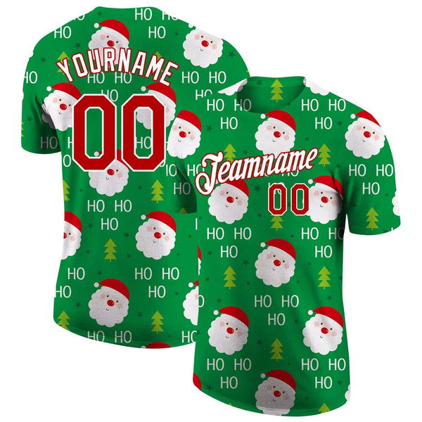 Personalized Holiday Sports Tee, Custom Christmas Santa Ho Ho Ho Jersey Shirt, Performance Christmas Jersey, Winter Fan Prese