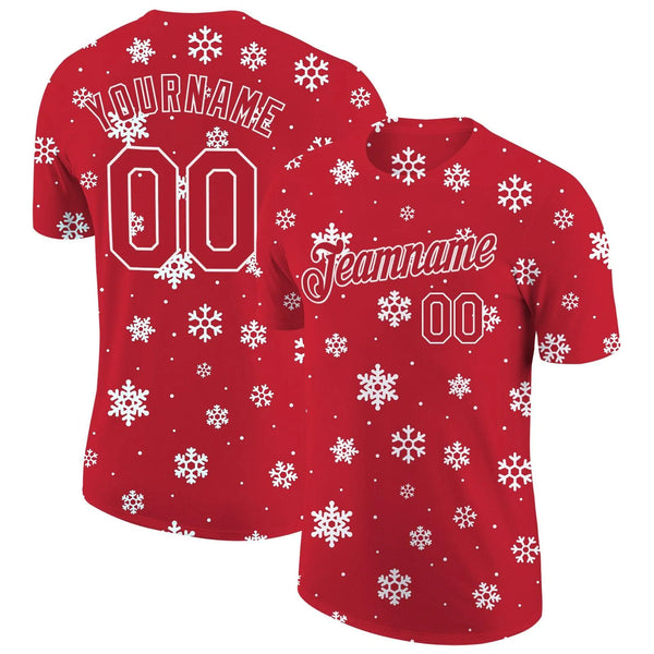 Personalized Holiday Sports Tee, Custom Christmas Performance T-Shirt, Name and Number Athletic Shirt, Custom Xmas Team Shirt