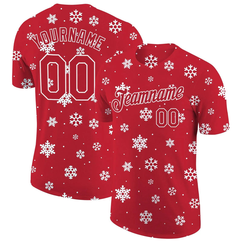 Personalized Holiday Sports Tee, Custom Christmas Performance T-Shirt, Name and Number Athletic Shirt, Custom Xmas Team Shirt, Holiday Present